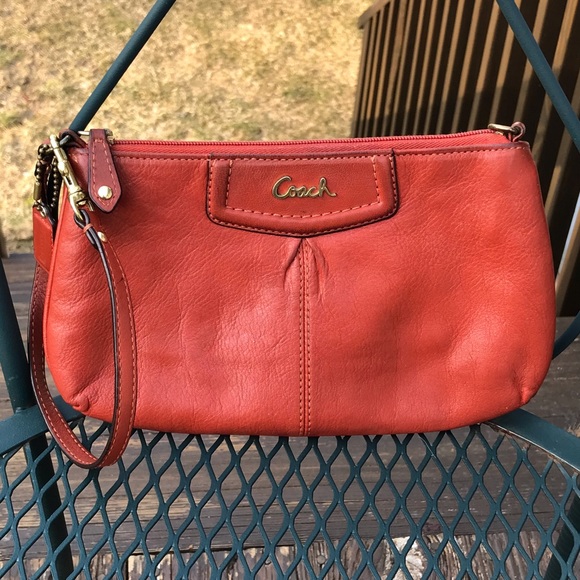 Coach Handbags - Coach Poppy Leather Wristlet Burnt Orange
